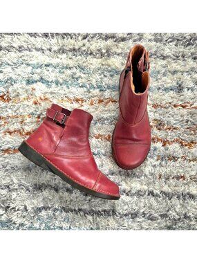 Art Company 917 Bergen Ankle Boots Red Leather Size 40